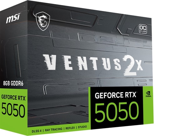 MSI GeForce RTX 5050 Ventus 2X OC 8GB GDDR6 Ekran Kartı - 128 Bit, 2602MHz, DX12, PCIe 5.0, 3xDP 2.1b, HDMI 2.1b, DLSS 4