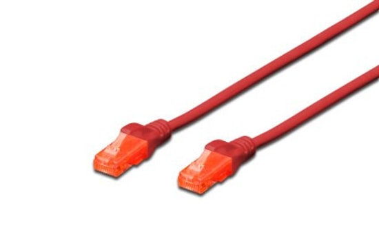 Digitus CAT6 Kırmızı Patch Kablo (DK-1617-050/R) - 5 Metre, U/UTP, 250MHz, Yangına Dayanıklı, PoE Ready