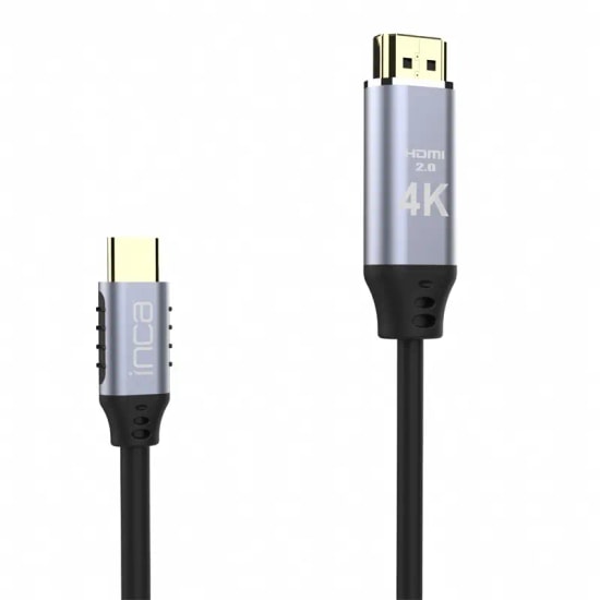 INCA ITCH-02TX Type-C to HDMI 4K 2 Metre Kablo - Altın Uçlu, HDMI 1.4, 3840x2160 30hz Görüntü ve Ses Aktarımı