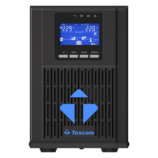 TESCOM Neoline 1kVA Online LCD UPS (900040313) - 2x7Ah Akülü, 1 Faz Giriş/Çıkış, 4-8dk Besleme, Kesintisiz Güç Kaynağı