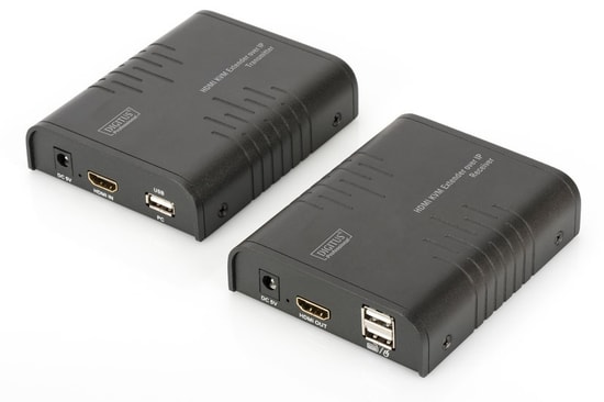 Digitus DS-55202 HDMI (120m) IP KVM Sinyal Uzatma Cihazı - 1080p 60hz Aktarım, USB Konsol, Alıcı Verici Dahil, HDMI 1.3