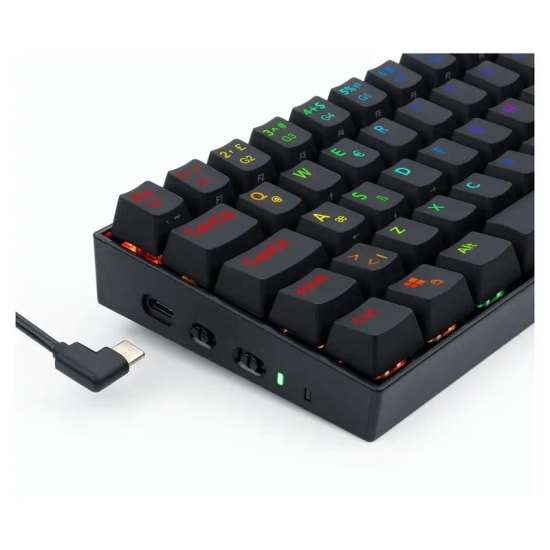 Redragon K530 Draconic Pro Türkçe Q Kablosuz (2.4G/BT) Siyah Mekanik Klavye (K530-RGB-PRO) - RGB, Şarjlı, Type-C Kablolu