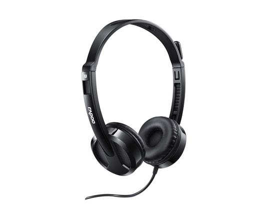Rapoo H100 Siyah Kablolu Stereo Kulaklık (18007) - 3.5mm AUX, Ayarlanabilir Gürültü Engelleyici Mikrofon, Ses Kontrollü