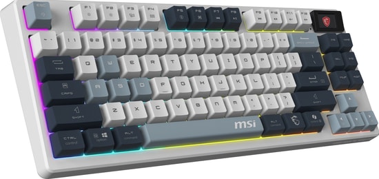 MSI FORGE GK600 TKL Wireless Sky TR Mekanik Gaming Klavye - LCD Ekranlı, Hot-Swap KTT HIFI Lineer Switch, PBT Tuş Takımı