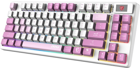 MSI FORGE GK600 TKL Wireless Violet TR Mekanik Gaming Klavye - LCD Ekran, Hot-Swap KTT HIFI Lineer Switch, PBT Tuşlar