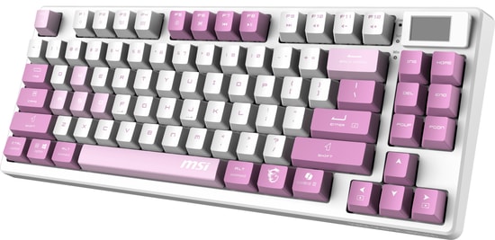 MSI FORGE GK600 TKL Wireless Violet TR Mekanik Gaming Klavye - LCD Ekran, Hot-Swap KTT HIFI Lineer Switch, PBT Tuşlar