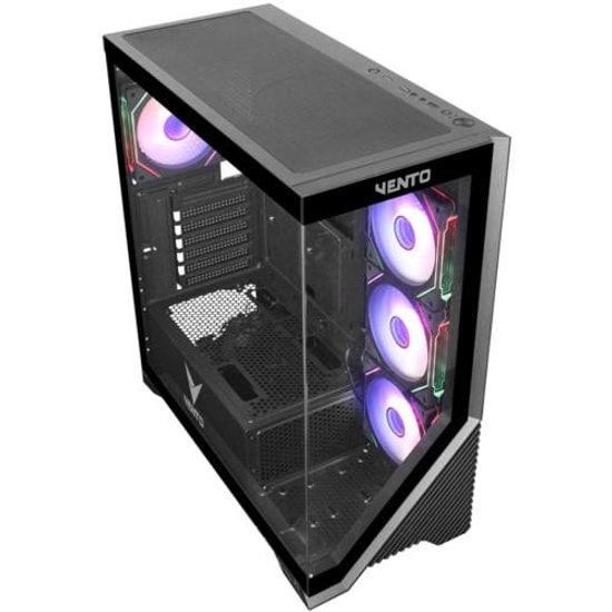 Vento VG4202FLA 850W GEN5 ARGB Mid Tower E-ATX Kasa - Şeffaf Ön ve Yan Panel, 4x 12cm ARGB Led Fan, Manyetik Filtre