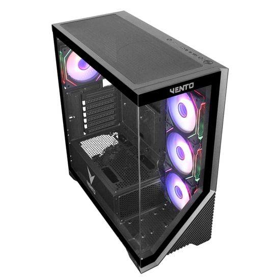 Vento VG4202FLA 750W GEN5 ARGB Mid Tower E-ATX Kasa - Şeffaf Ön ve Yan Panel, 4x 12cm ARGB Led Fan, Manyetik Filtre
