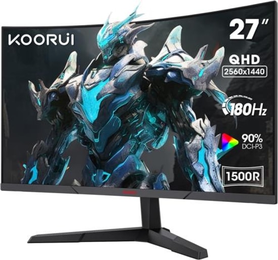 Koorui 27E6QCA 27" Kavisli 1ms 180Hz QHD Siyah Oyuncu Monitör - 2560x1440, DP/HDMI, Vesa, FreeSync, 2K Gaming Monitör