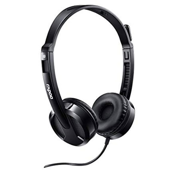 Rapoo H120 Siyah Stereo Kablolu Kulaklık (18008) - Ergonomik, USB Jack Kablo, Ayarlanabilir Gürültü Engelleyici Mikrofon