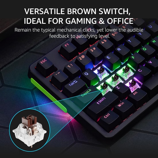 Rapoo V500PRO TR Q Mekanik Gaming Klavye (13034) - RGB Aydınlatma, Alüminyum Gövde, USB Kablo, Brown Switch