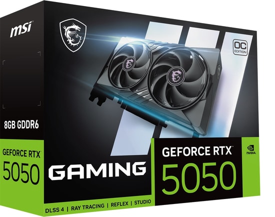 MSI GeForce RTX 5050 Gaming OC 8GB GDDR6 Ekran Kartı - 128Bit, 2647MHz, DX12, PCIe 5.0, 3xDP HDMI, DLSS 4, NVIDIA Reflex