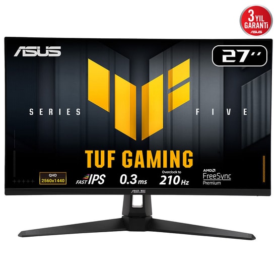 Asus TUF Gaming VG27AQ5A 27" QHD 210Hz 0.3ms Fast IPS Oyuncu Monitörü - 2560x1440, 300nit, ELMB Sync, FreeSync Premium