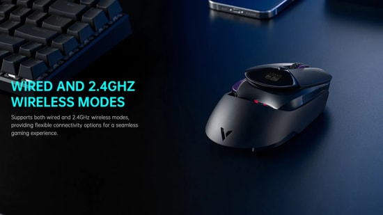 RAPOO VT960PRO Siyah Kablolu/Kablosuz Gaming Mouse (12125) - 26000 DPI, 1ms Tepki PAW3395 Sensör, Alüminyum Alaşım