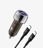 Linktech C437 55W Çift Çıkışlı USB C Kablolu Süper Hızlı Araç Şarj Aleti - USB A Max 30W, Type-C Max 25W, PD, QC