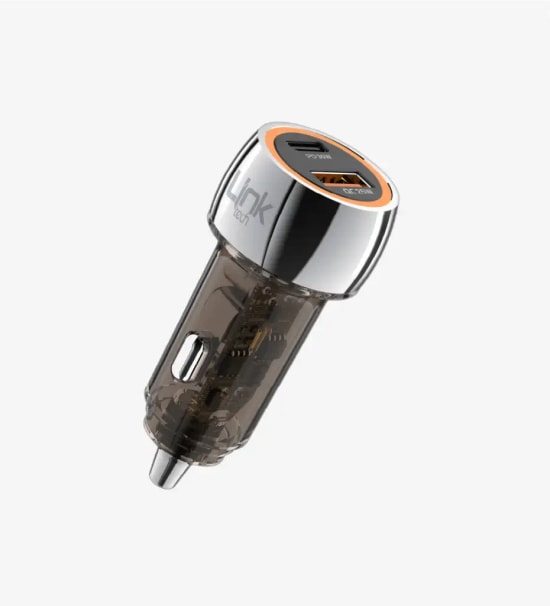 Linktech C436 55W Şeffaf Çift Çıkışlı PD/QC Süper Hızlı Araç Şarj Başlığı - USB A Max 30W, Type-C Max 25W, PD, QC, VOOC