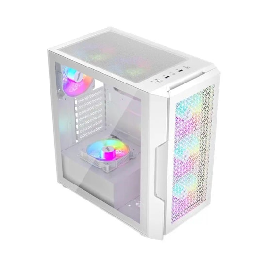 1st Player Trilobite T7 Beyaz 650W 80+ ARGB ATX Kasa (T7-WHT-4F-650W) - Temperli Cam, Mesh, 4x12cm Fan, USB 3.0