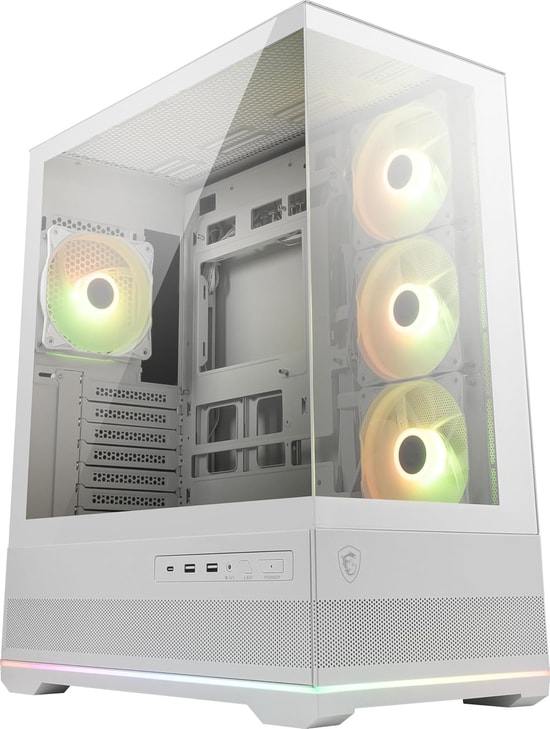 MSI MAG PANO 110R PZ Beyaz ATX Oyuncu Kasası - 270 Panoramik, 4x12cm ARGB Fan, 20Gbs Type-C, 3x2.5" 3x3.5" Yuva