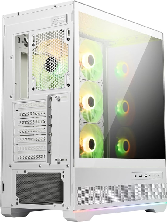 MSI MAG PANO 110R PZ Beyaz ATX Oyuncu Kasası - 270 Panoramik, 4x12cm ARGB Fan, 20Gbs Type-C, 3x2.5" 3x3.5" Yuva