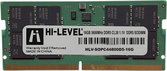 Hi-Level 16GB 5600MHz DDR5 CL46 SODIMM Notebook RAM (HLV-SOPC44800D5-16G) - 1.1V, ODECC, Yüksek Performans