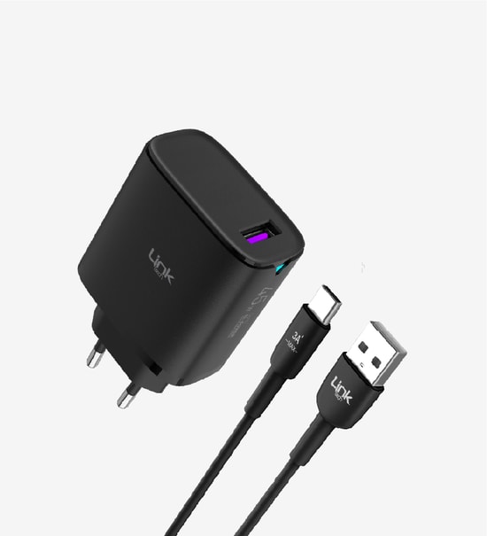 LinkTech C318 Safe GaN3 45W Type-C Kablolu Siyah Hızlı Şarj Aleti - Akım Korumalı, QC4.0 ve PD3.0 Destekli, PPS Uyumlu