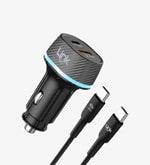Linktech C434 55W USB-C Kablolu PD/QC Süper Hızlı Araç Şarj Aleti - USB A Max 25W, Type-C Max 30W, Akım Korumalı