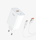 LinkTech T461e Strong 45W PD QC 4.0 USB C Kablolu Beyaz Çevre Dostu Hızlı Şarj Aleti - 3A, USB-A Çıkışlı, Akım Korumalı
