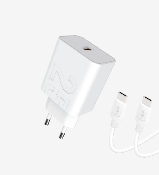 LinkTech T459e Strong 25W PD QC 4.0 USB C Kablolu Beyaz Hızlı Şarj Aleti - 3A, Type-C Çıkışlı, Akım Korumalı