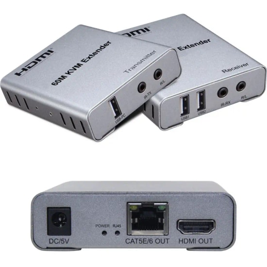 SENSEI 60 Metre 1080P CAT6 KVM Extender - HDMI, USB, IR, Audio Aktarım, İkili Adaptör, Yüksek Performanslı Uzatma Çözümü