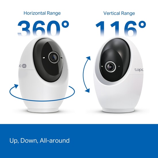 TP-Link Tapo C260 8MP 360 Derece 4K Gece Görüşlü Wi-Fi Akıllı Ev Güvenlik Kamerası - Pan/Tilt, 4.3mm Lens, H.264, Sesli