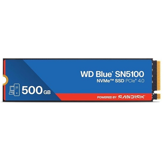 WD Blue SN5100 500GB NVMe M.2 3D CBA NAND SSD (WDS500G5B0E) - 6600/5600 MB/s, PCIe Gen 4x4, SLC nCache 4.0 Cache