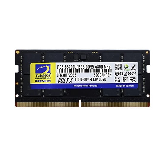 TwinMOS VoltX 16GB DDR5 4800MHz CL40 SODIMM Notebook RAM (TMD516GB4800S40) - 1.1V Yüksek Performanslı Bellek