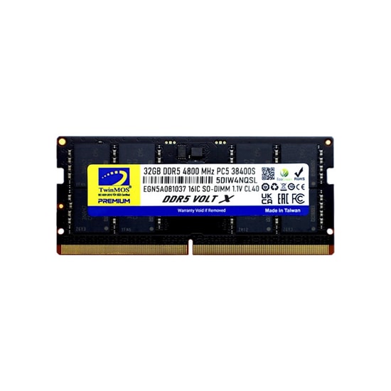 TwinMOS 32GB DDR5 4800MHz CL40 1.1V Laptop RAM (TMD532GB4800S40) - ODECC, 1.1V, Intel XMP 2.0, AMD Expo Destekli