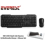 Everest KM-1435 USB Kablolu Klavye Mouse Set - Siyah, USB, Multimedya Tuşlu, Türkçe Q Klavye, 800 DPI Optik Mouse