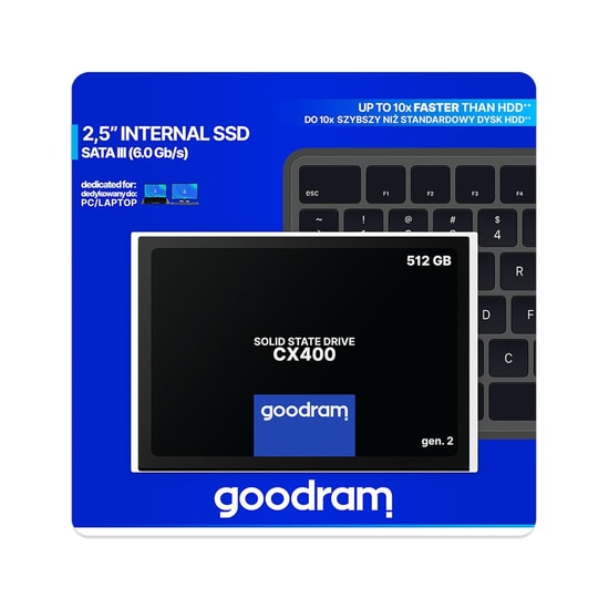 Goodram CX400 512GB SSDPR-CX400-512-G2 SATA III 2.5" Dahili Katı Hal Sürücüsü - 550/490 MB/s Hız, Yüksek Performans SSD
