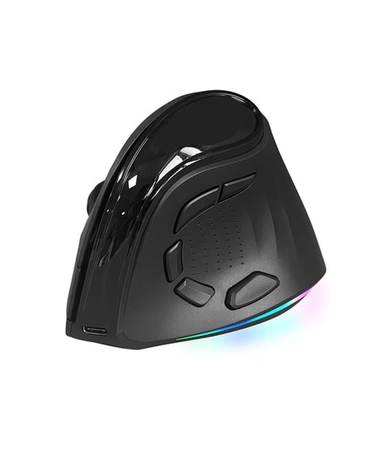 Dexim DMA026 Type-C Şarjlı Bluetooth Dikey Mouse - RGB Aydınlatma, 2.4Ghz, 4000dpi, 9 Tuşlu, Ergonomik Tutuş, 10m Menzil