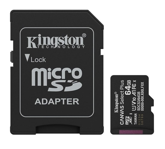 Kingston 64GB Canvas Select Plus MicroSD (SDCS3/64GB) - 100MB/s, CL10, A1, microSDXC, UHS-I, FHD Video Hafıza Kartı