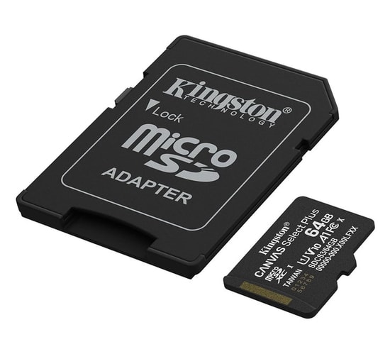 Kingston 64GB Canvas Select Plus MicroSD (SDCS3/64GB) - 100MB/s, CL10, A1, microSDXC, UHS-I, FHD Video Hafıza Kartı