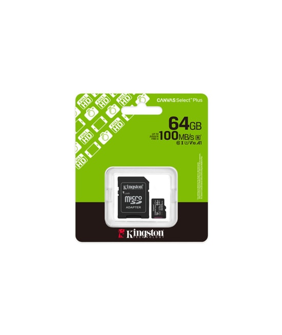 Kingston 64GB Canvas Select Plus MicroSD (SDCS3/64GB) - 100MB/s, CL10, A1, microSDXC, UHS-I, FHD Video Hafıza Kartı