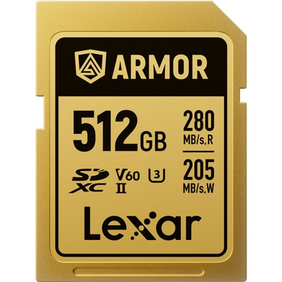 Lexar Armor Gold 512GB Profesyonel Seri SD Kartı (LSDAMGL512G-RNNNG) - 280MB/s Okuma, 205MB/s Yazma, V60, C10, U3
