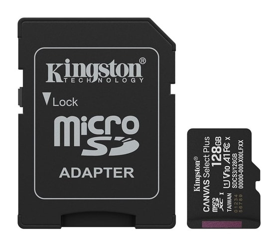 Kingston 128GB Canvas Select Plus G3 MicroSD (SDCS3/128GB) - 150MB/s, CL10, A1, microSDXC, UHS-I, FHD Video Hafıza Kartı