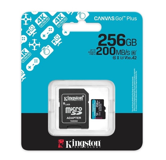 Kingston 256GB Canvas Go Plus G4 mSDXC Kart (SDCG4/256GB) - 200MB/s, 160MB/s Veri Hızı, C10, A2, U3, V30 Hafıza Kartı