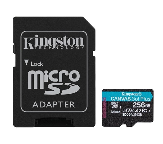 Kingston 256GB Canvas Go Plus G4 mSDXC Kart (SDCG4/256GB) - 200MB/s, 160MB/s Veri Hızı, C10, A2, U3, V30 Hafıza Kartı