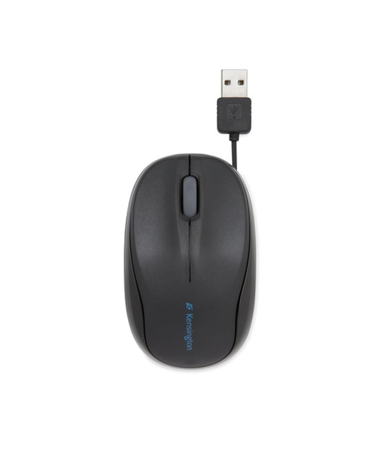 Kensington ProFit Siyah İçeri Çekilebilir USB Kablolu Mouse (K72339EU) - 1000 DPI Mavi Optik, Ergonomik Tasarım, 3 Tuşlu