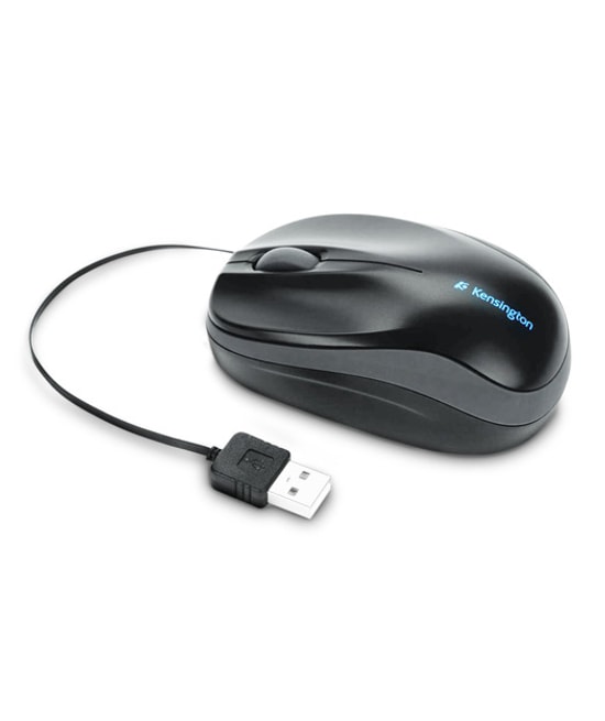 Kensington ProFit Siyah İçeri Çekilebilir USB Kablolu Mouse (K72339EU) - 1000 DPI Mavi Optik, Ergonomik Tasarım, 3 Tuşlu