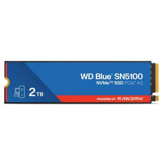 WD Blue SN5100 2TB PCIe Gen 4x4 NVMe M.2 2280 SSD (WDS200T5B0E) - 7100/6700MB/s Hız, nCache 4.0 SLC Önbellek 