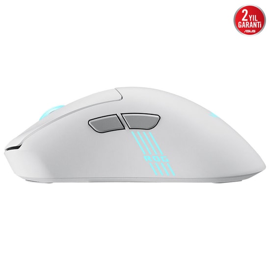 ASUS ROG Keris II Origin Beyaz Şarjlı Makrolu Oyuncu Mouse (90MP04A0-BMUA10) - 42000 DPI, Aura Sync RGB, Hafif Tasarım