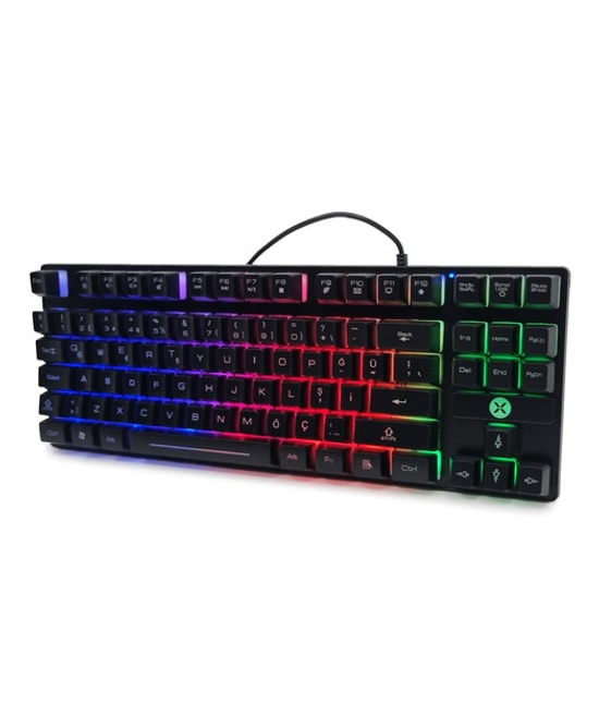 Dexim KBL-088 TR Q Türkçe LED Işıklı Gaming Klavye (DKA006) - Ergonomik Tasarım, Multimedya Tuşlu Oyuncu Klavyesi