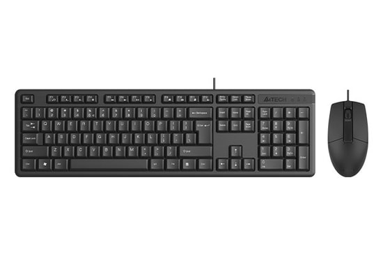 A4 Tech KR3330S Siyah Sessiz Türkçe Q Düzen Kablolu Klavye Mouse Set - FN Multimedya Tuşları, 1200 DPI, Suya Dayanıklı