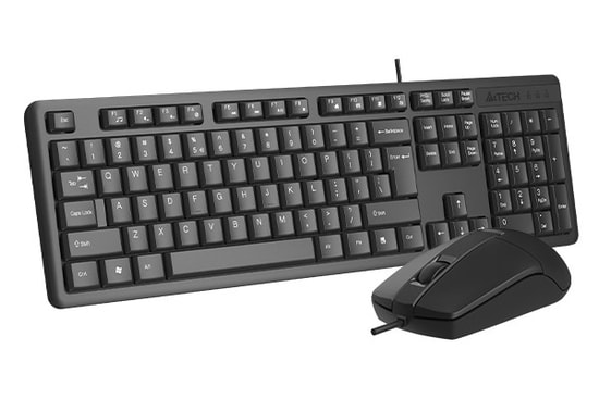 A4 Tech KR3330S Siyah Sessiz Türkçe Q Düzen Kablolu Klavye Mouse Set - FN Multimedya Tuşları, 1200 DPI, Suya Dayanıklı